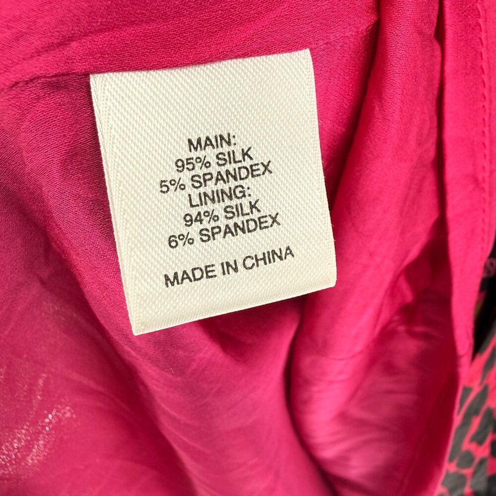St. John Pink & Black Leopard Print Silk Blend Midi Dress Size 14 - Picture 6 of 6